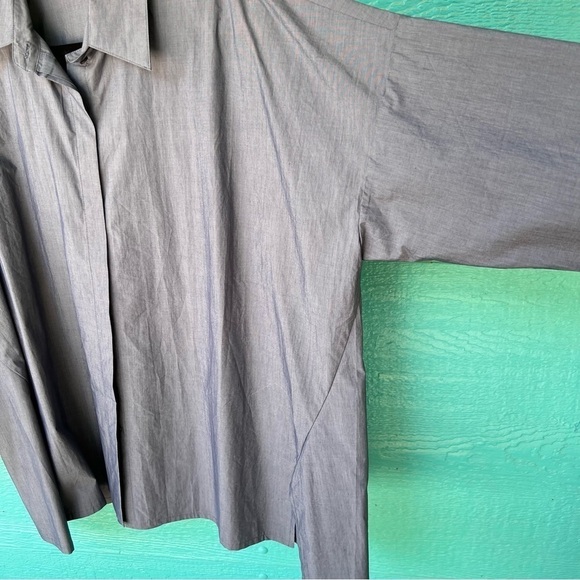 P. TAYLOR OVERSIZED MINIMALIST BUTTON DOWN 3/4 SLEEVE SHIRT SIZE LARGE GRAY NWT - Picture 8 of 9